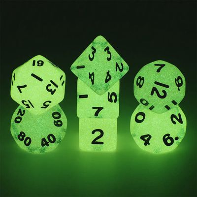 7-Piece Luminescent Mini Polyhedral Dice Set: Radioactive Raspberry