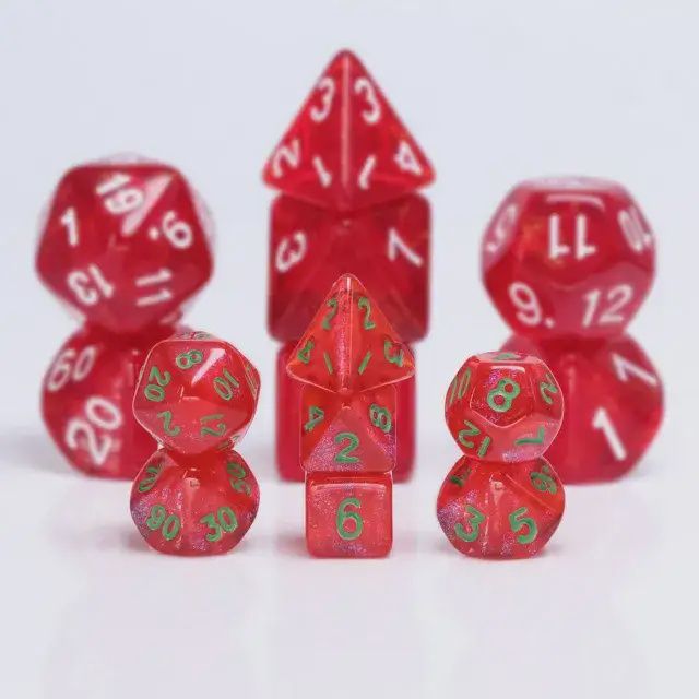 7-Piece Mini Polyhedral Dice Set: Christmas Spirit