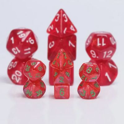 7-Piece Mini Polyhedral Dice Set: Christmas Spirit