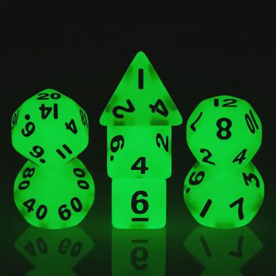 7-Piece Luminescent Mini Polyhedral Dice Set: Radium