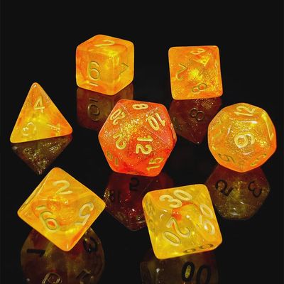 7-Piece Polyhedral Dice Set: Golden Magma