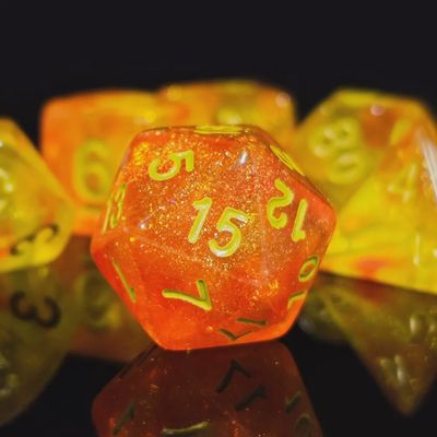7-Piece Polyhedral Dice Set: Golden Magma