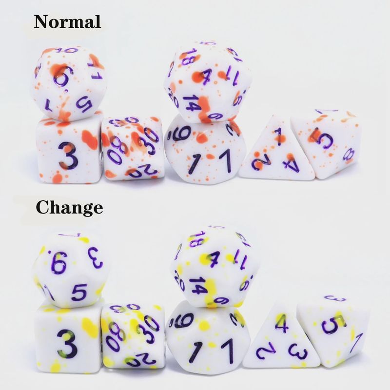 7-Piece Thermochromic Polyhedral Dice Set: Phoenix Egg