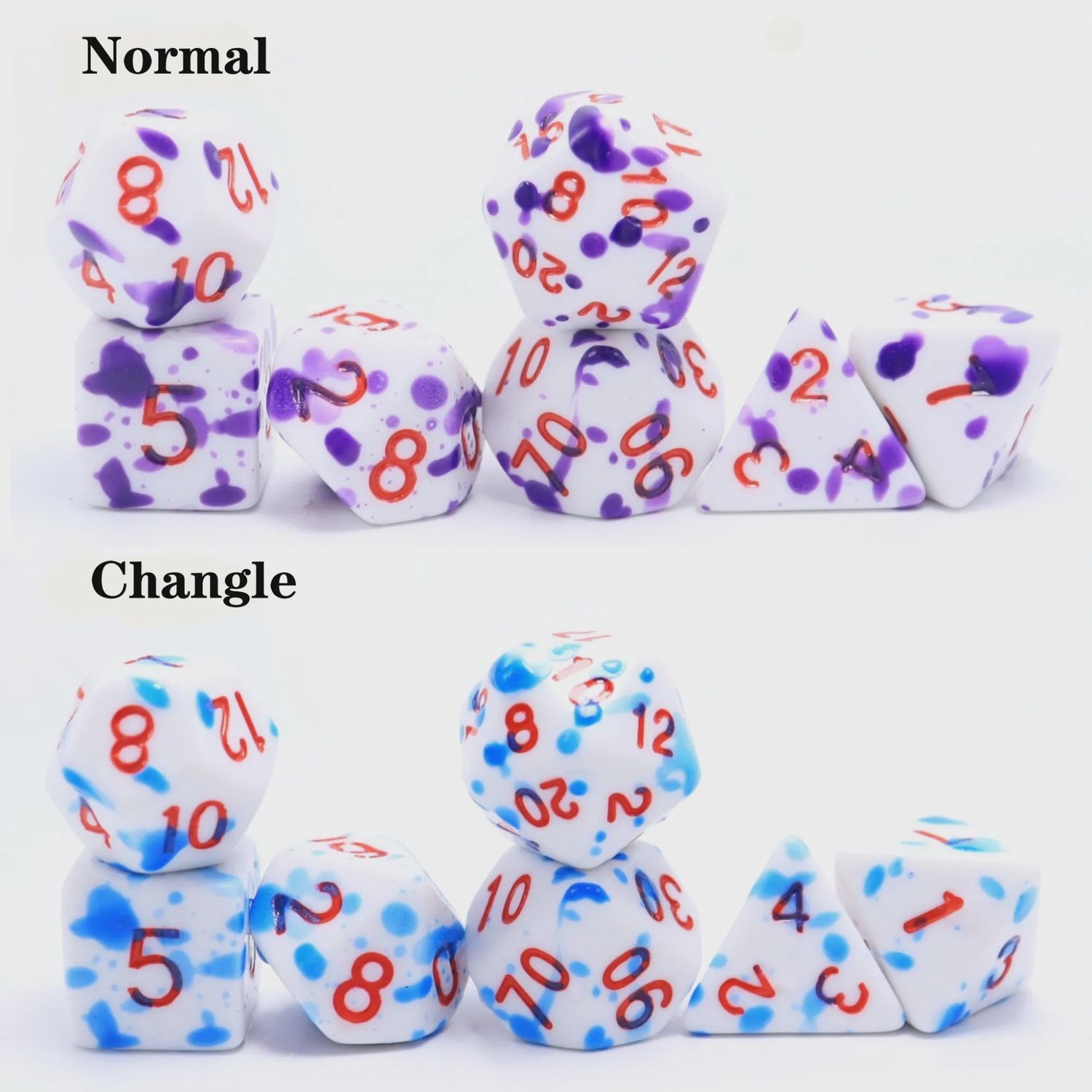 7-Piece Thermochromic Polyhedral Dice Set: Magical Bruise