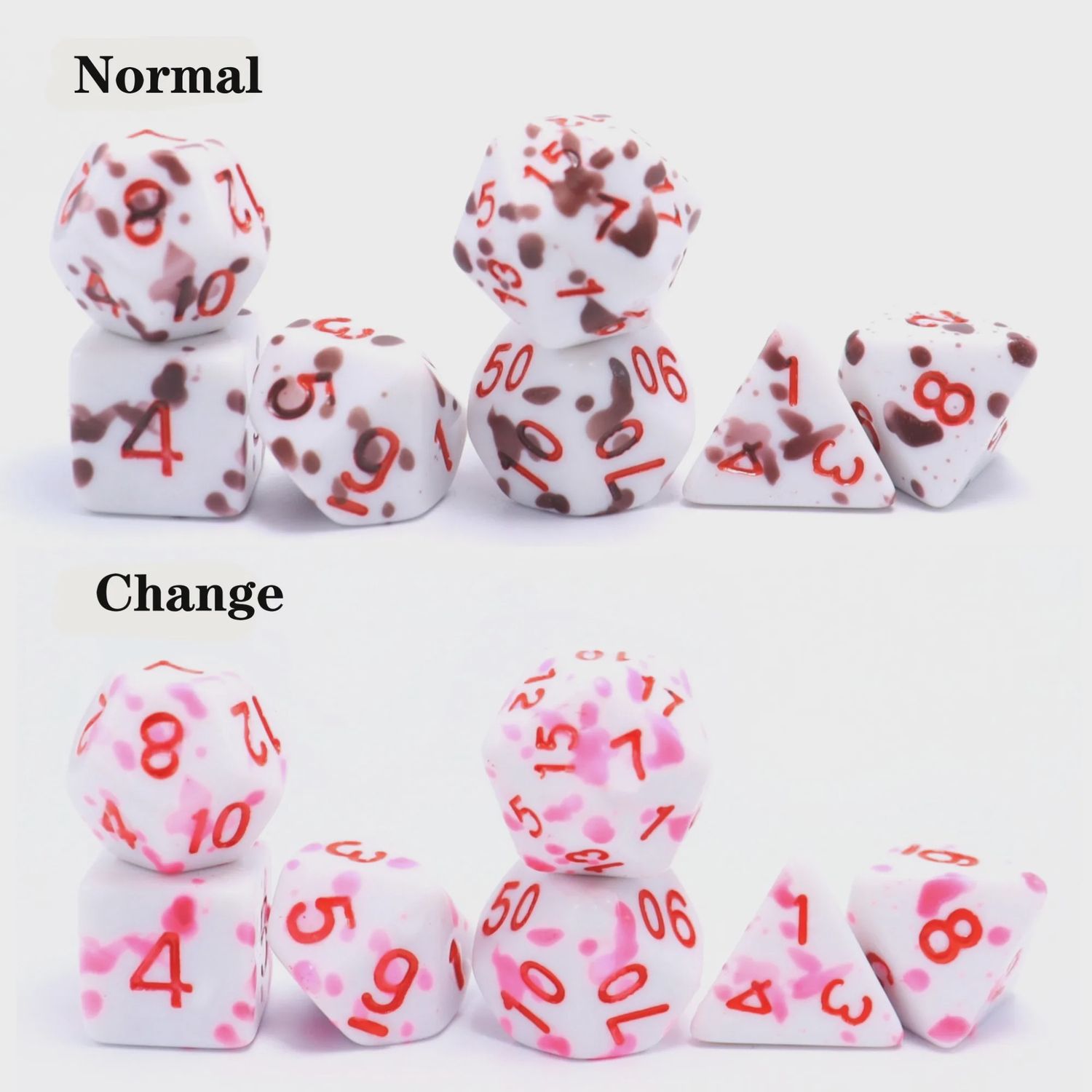 7-Piece Thermochromic Polyhedral Dice Set: Stigmata