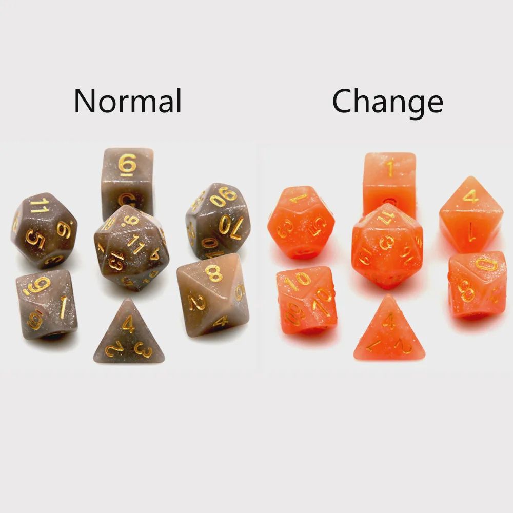 7-Piece Thermochromic Polyhedral Dice Set: Smoky Magma
