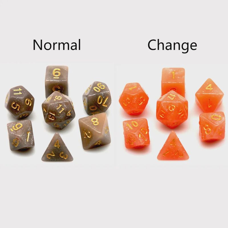 7-Piece Thermochromic Polyhedral Dice Set: Smoky Magma
