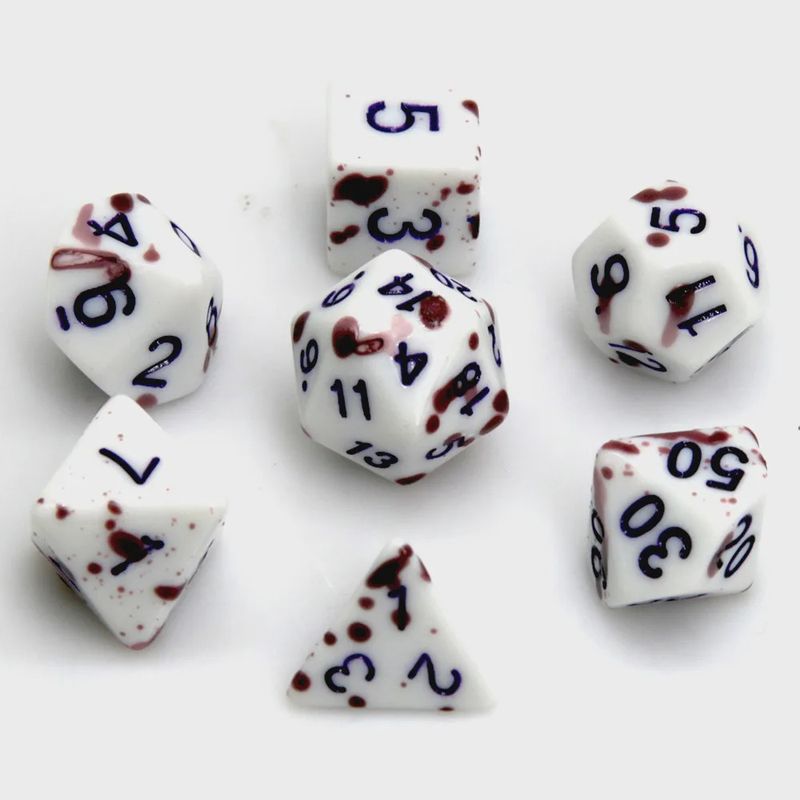 7-Piece Thermochromic Polyhedral Dice Set: Blood Splatter