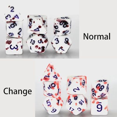 7-Piece Thermochromic Polyhedral Dice Set: Blood Splatter