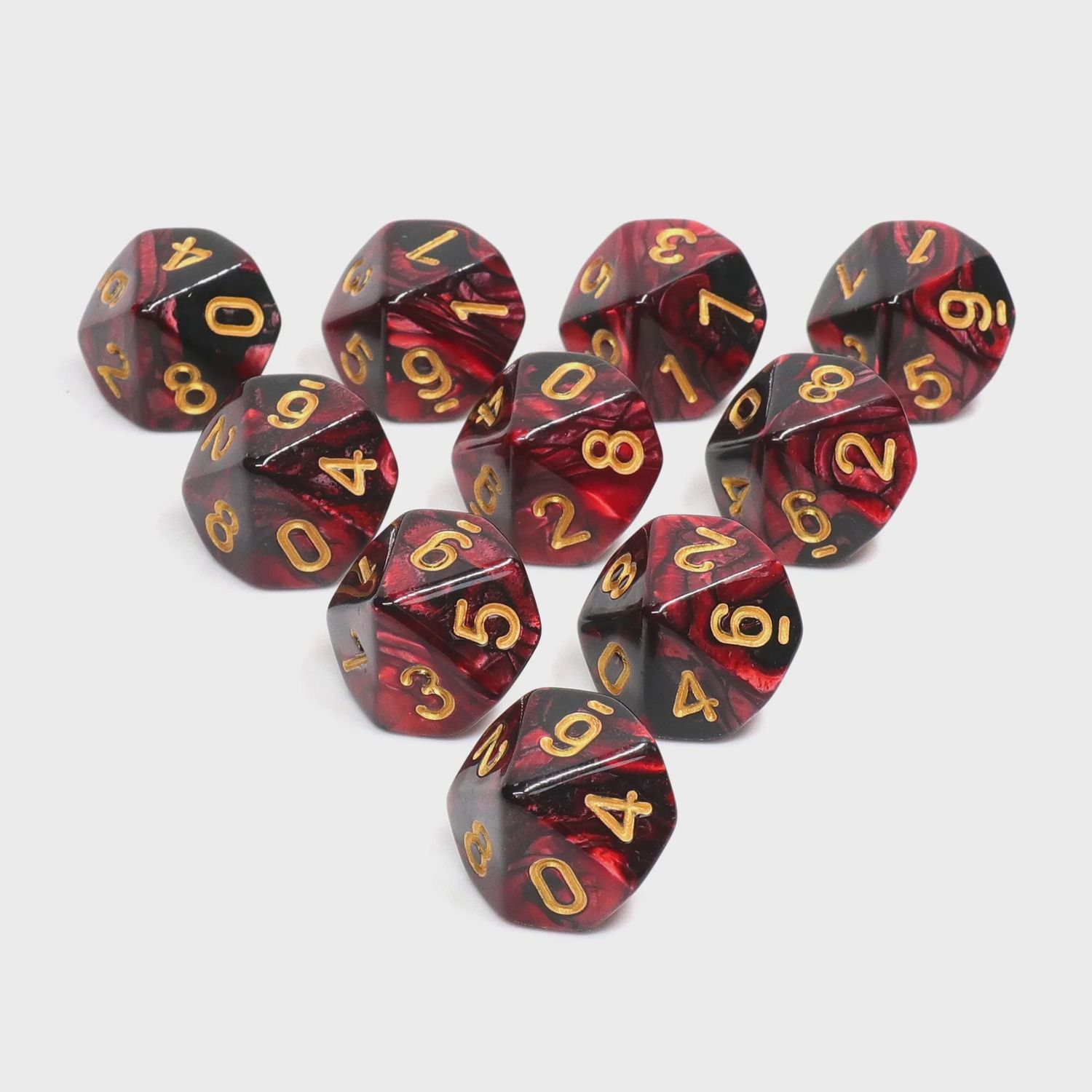 10d10 Dice Set: Infernal Red
