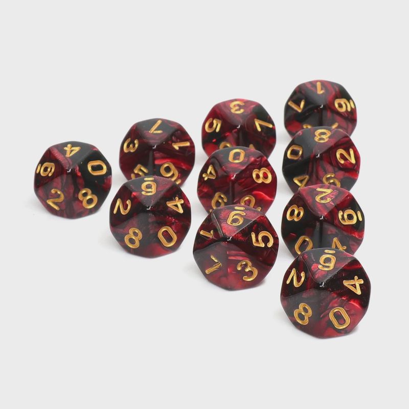 10d10 Dice Set: Infernal Red