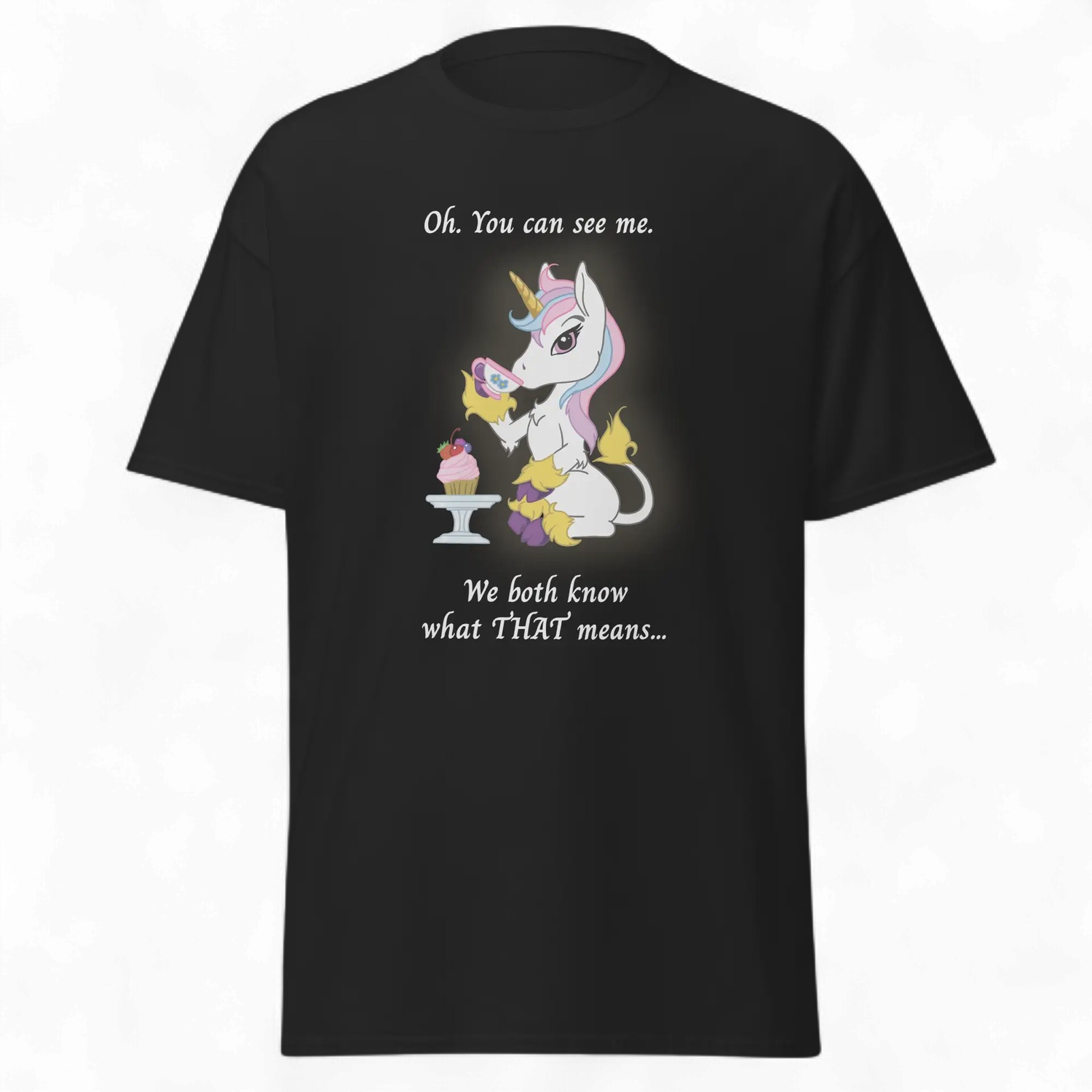 "Passive-Aggressive Unicorn" T-Shirt, Color: Noir, Size: P/S