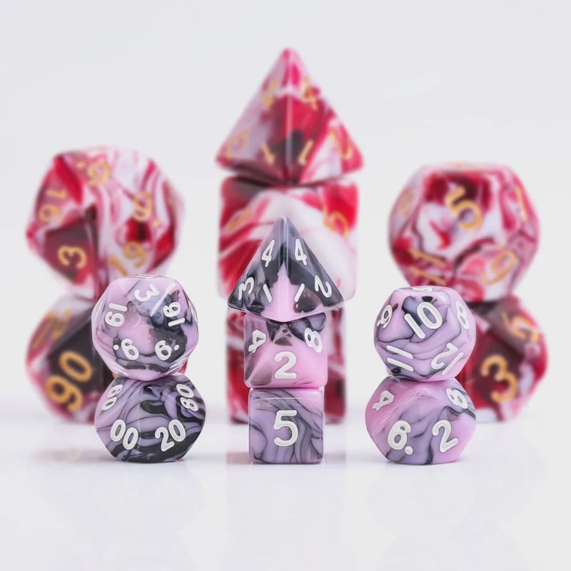 7-Piece Mini Polyhedral Dice Set: Cherry Blossom Malice