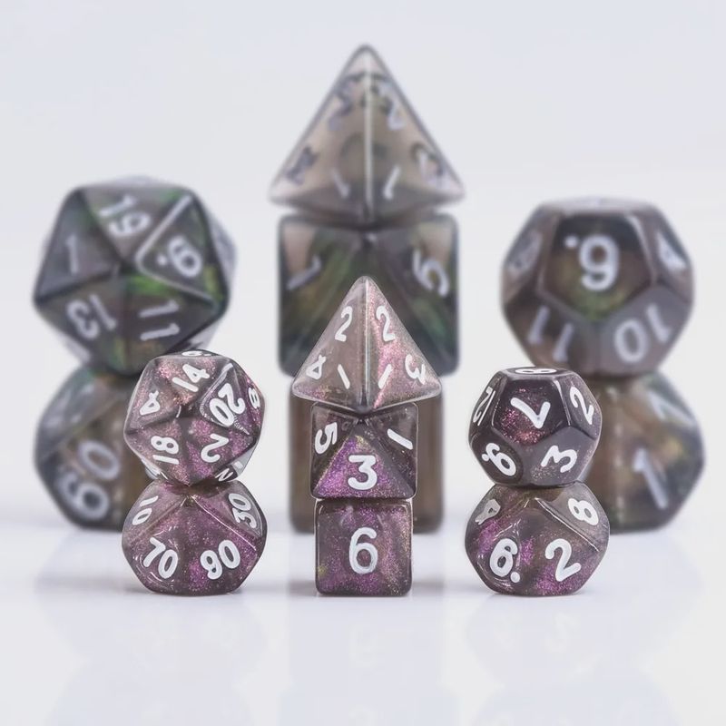7-Piece Mini Polyhedral Dice Set: Hex Tincture