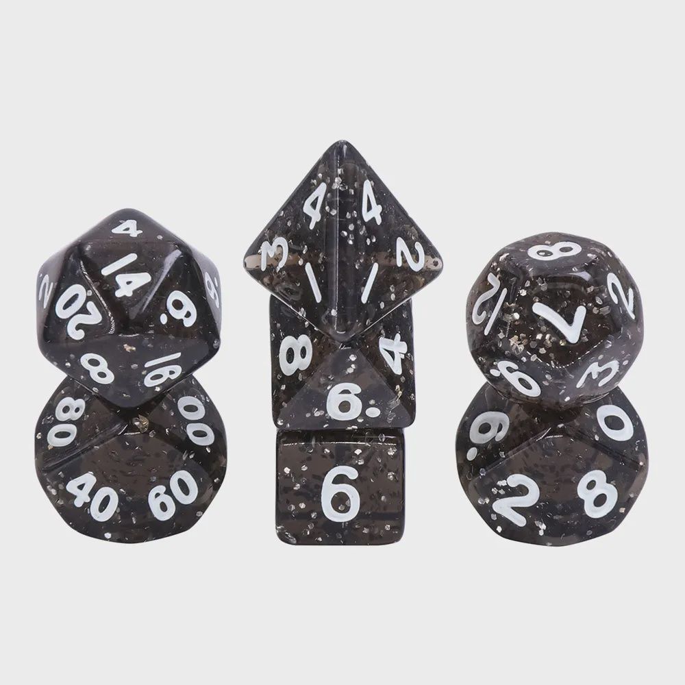 7-Piece Mini Polyhedral Dice Set: Obsidian Ash