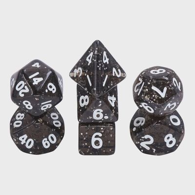 Ensemble de 7 mini-dés polyédriques : Cendres d'Obsidienne