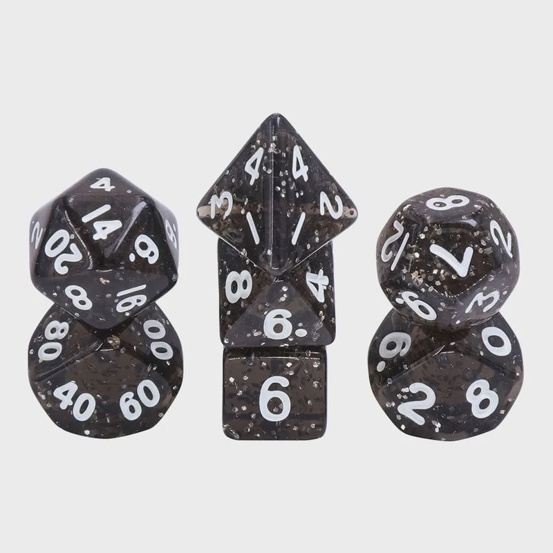 7-Piece Mini Polyhedral Dice Set: Obsidian Ash