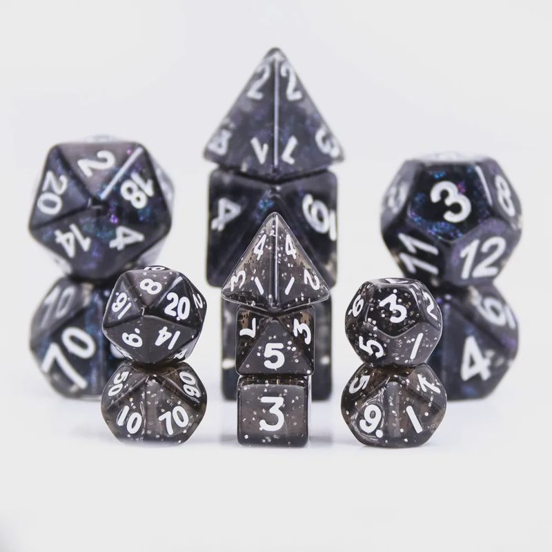 7-Piece Mini Polyhedral Dice Set: Obsidian Ash