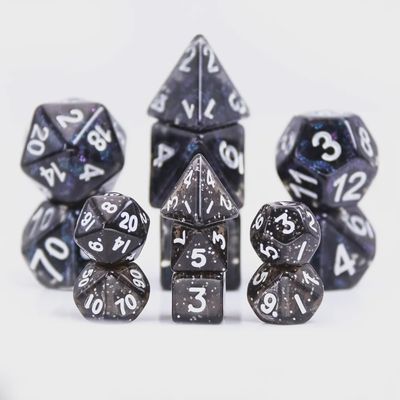 Ensemble de 7 mini-dés polyédriques : Cendres d'Obsidienne