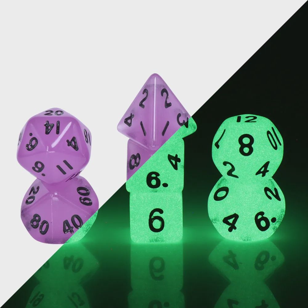 7-Piece Mini Polyhedral Luminescent Dice Set: Sprite's Deception