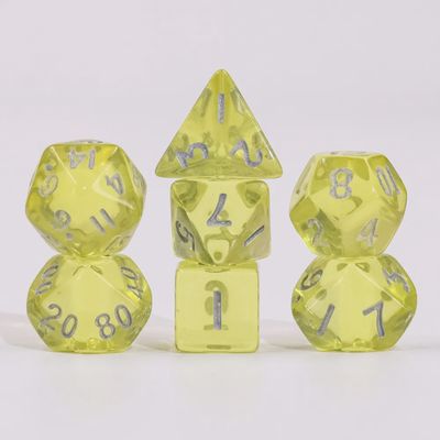Ensemble de 7 mini-dés polyédriques : Pastille au Citron