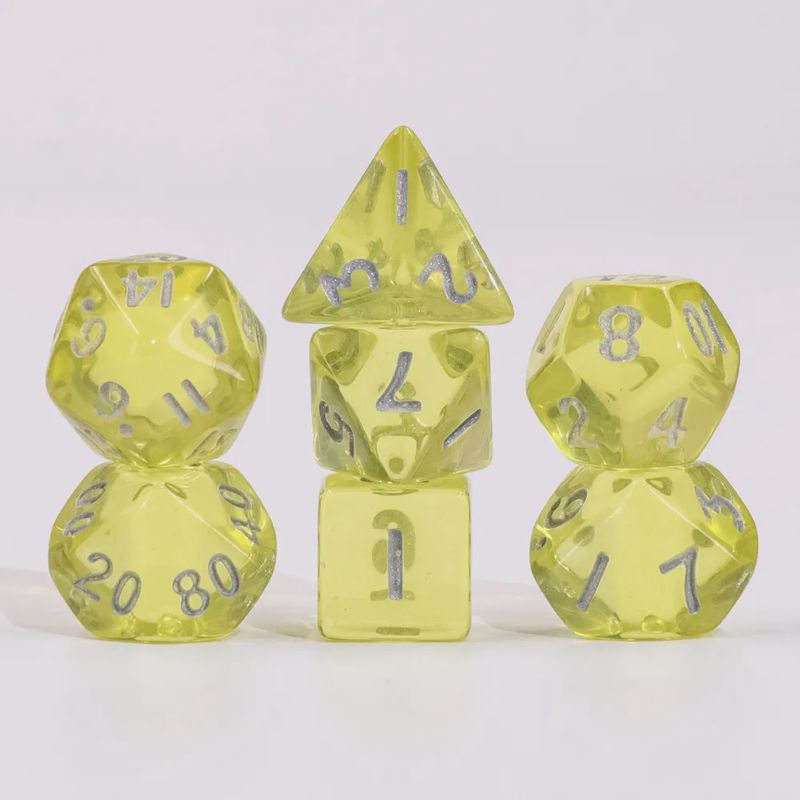 7-Piece Mini Polyhedral Dice Set: Lemon Pastille
