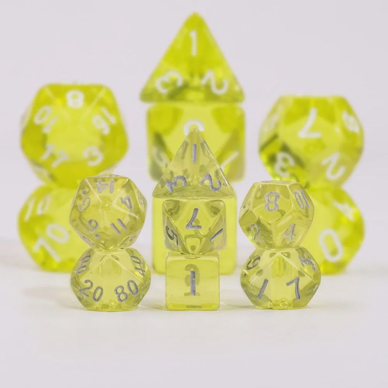 7-Piece Mini Polyhedral Dice Set: Lemon Pastille