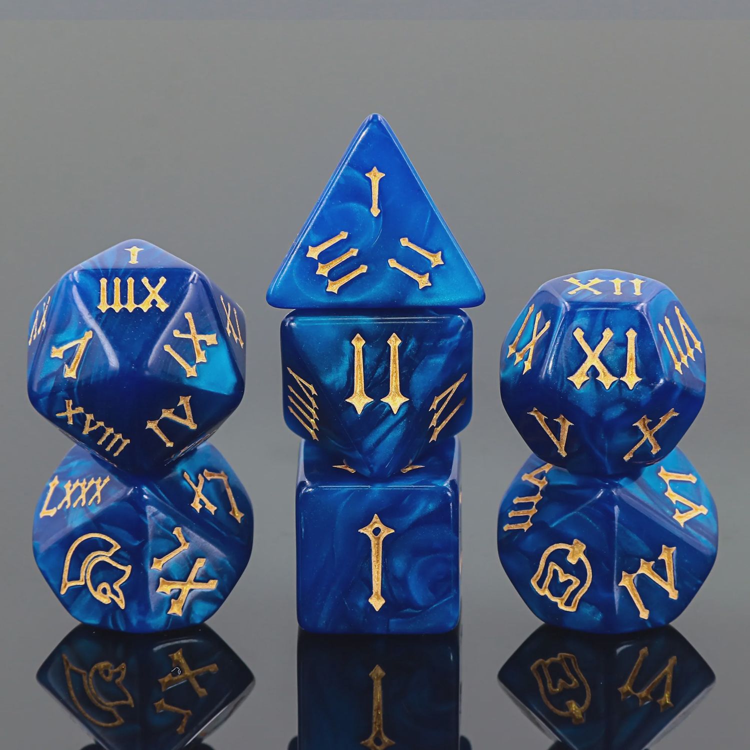 7-Piece Polyhedral Dice Set: Azure Legion