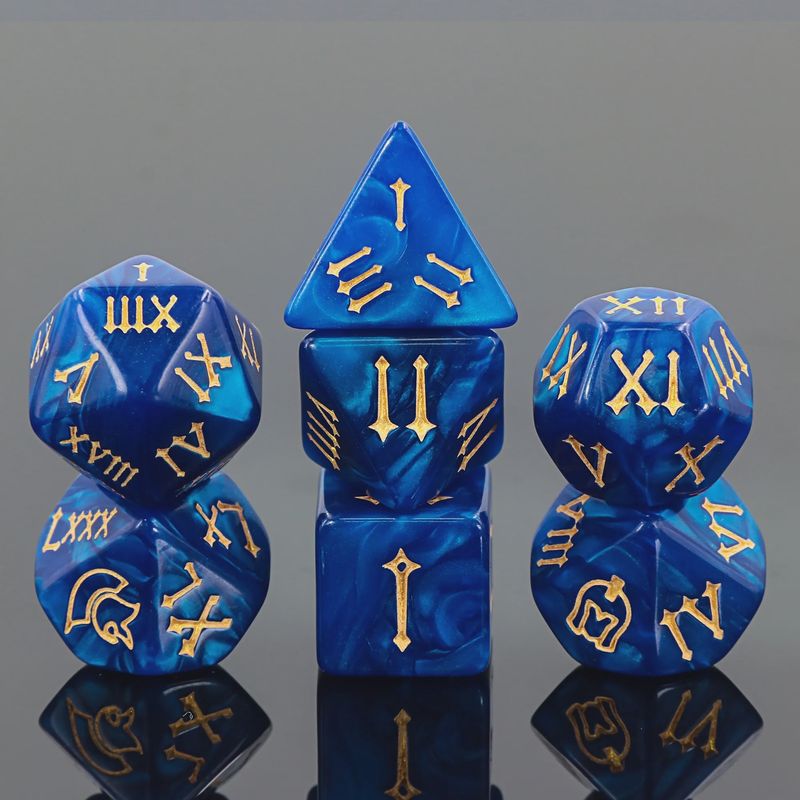 7-Piece Polyhedral Dice Set: Azure Legion