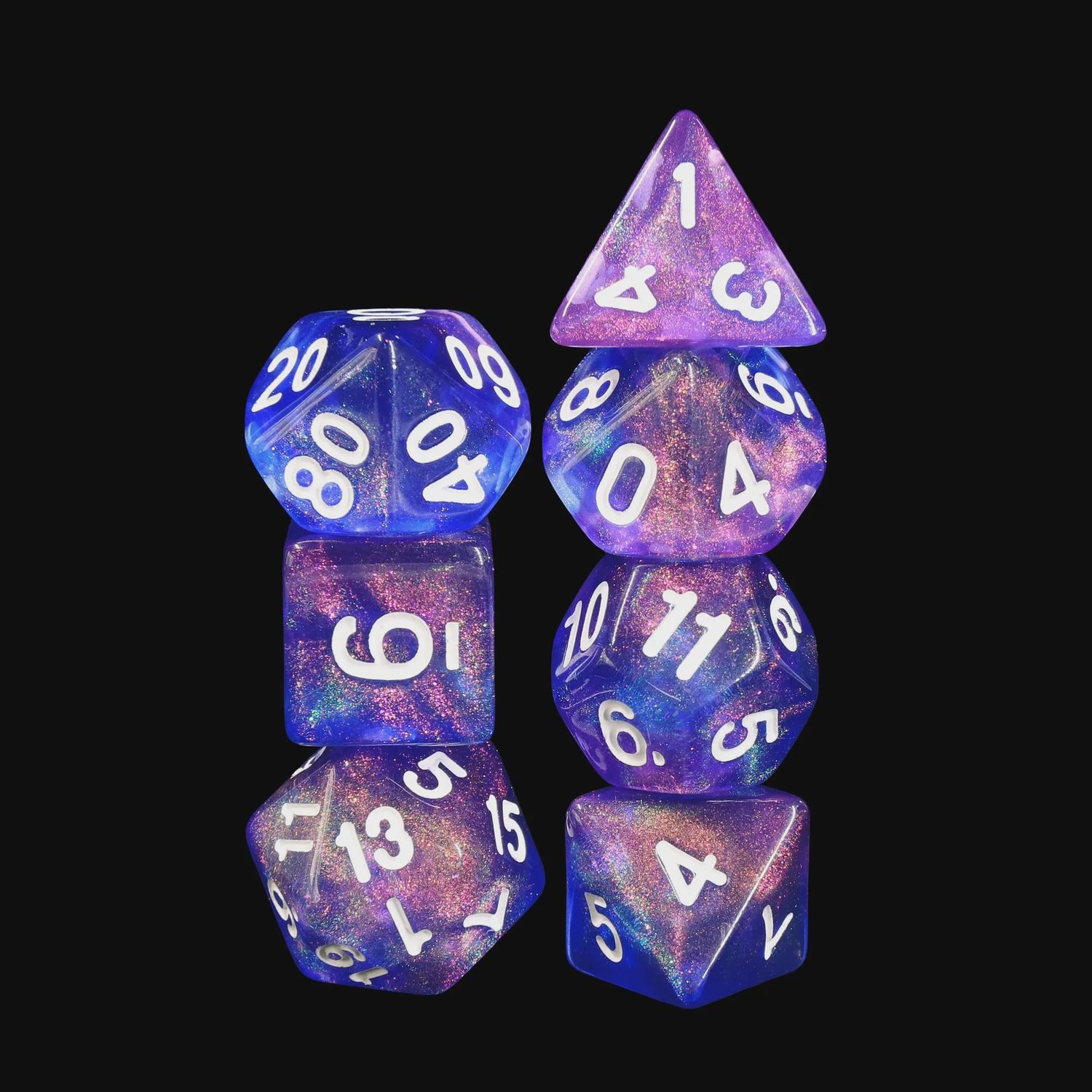 7-Piece Polyhedral Dice Set: Midnight Eclipse
