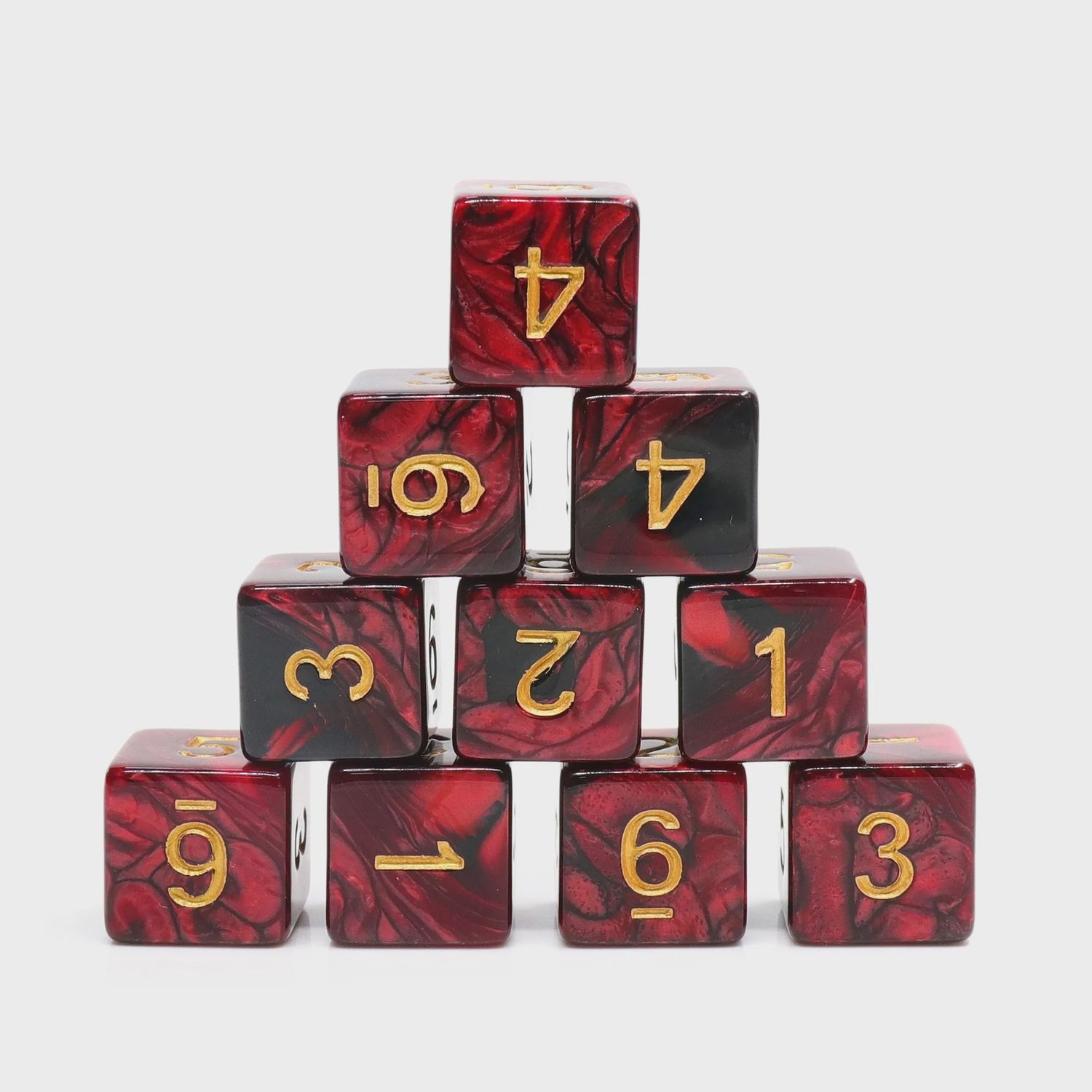 10-Piece d6 Dice Set: Infernal Red