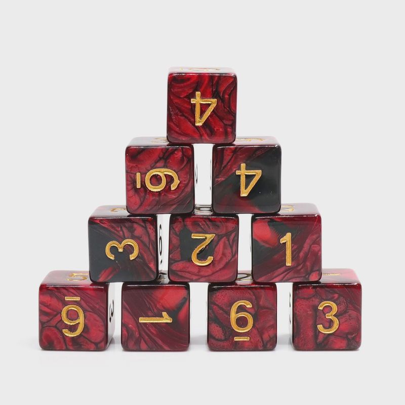 10-Piece d6 Dice Set: Infernal Red