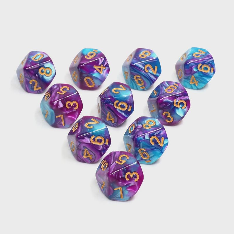 10-Piece d10 Dice Set: Siren's Nacre