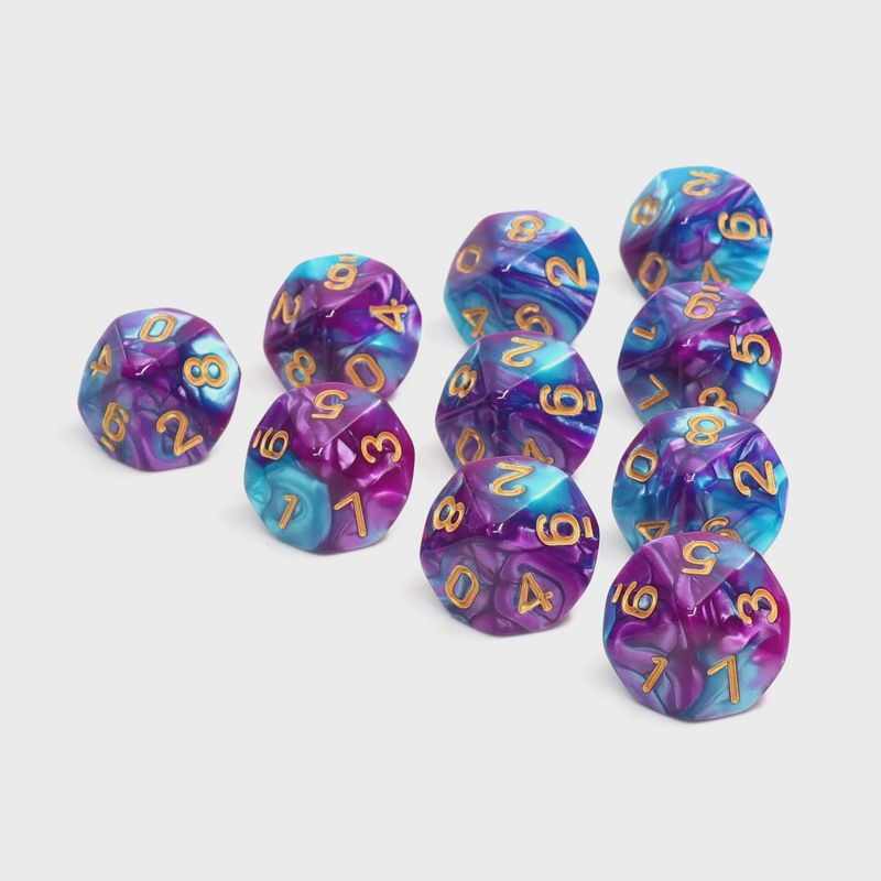 10-Piece d10 Dice Set: Siren's Nacre