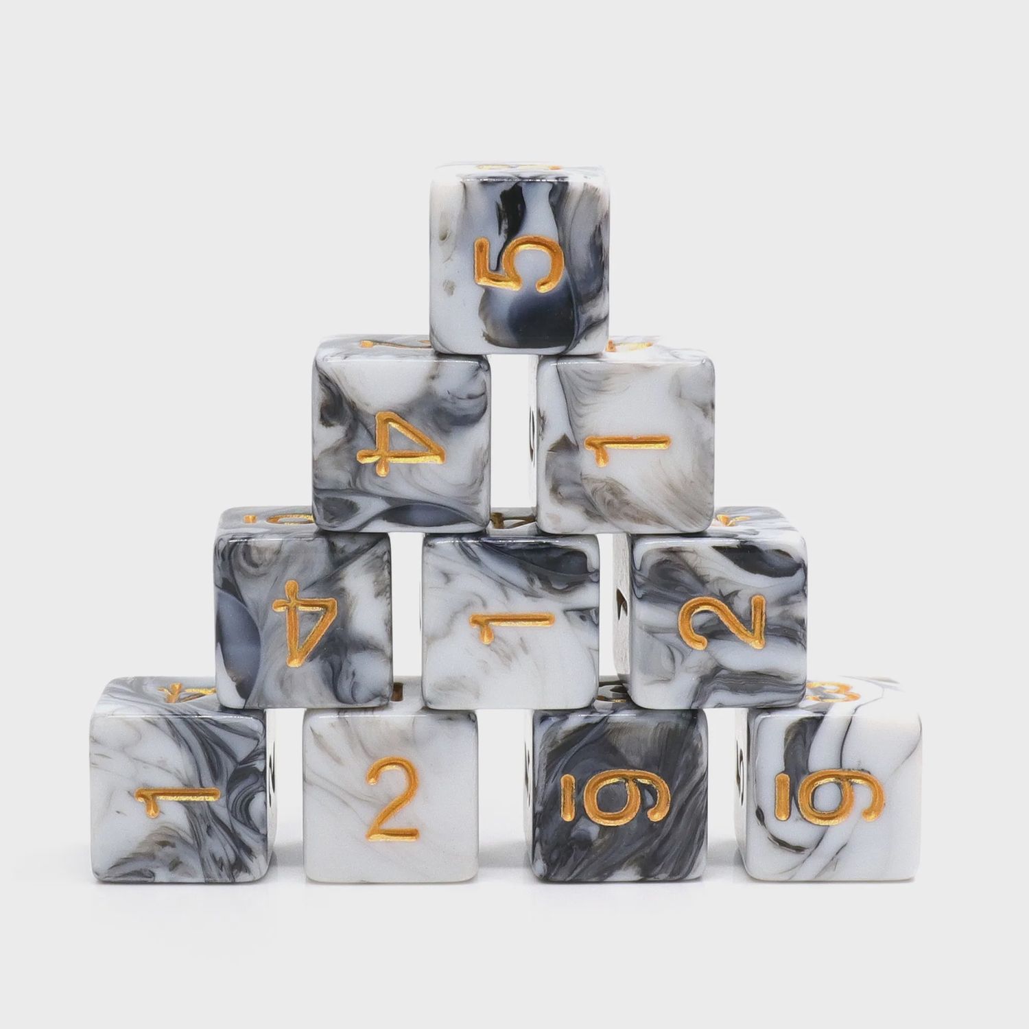 10-Piece d6 Dice Set: Tuscany Marble