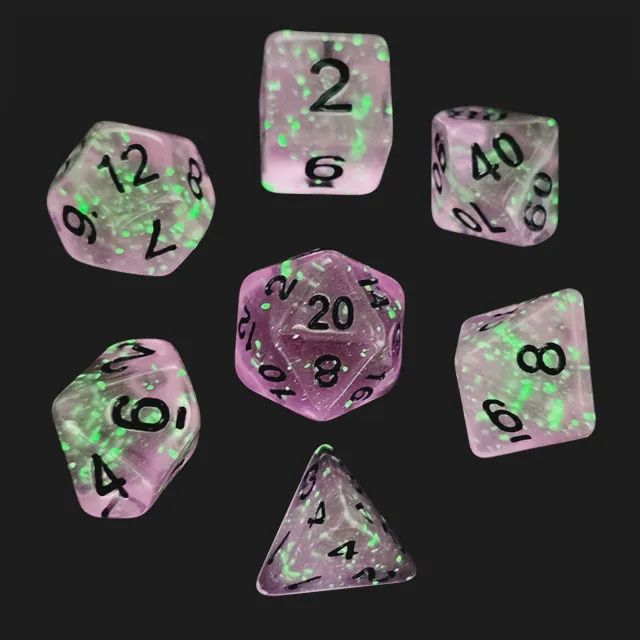 7-Piece Luminescent Polyhedral Dice Set: Mutagen X