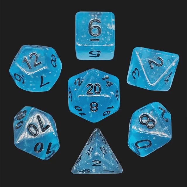 7-Piece Luminescent Polyhedral Dice Set: Temporal Surge