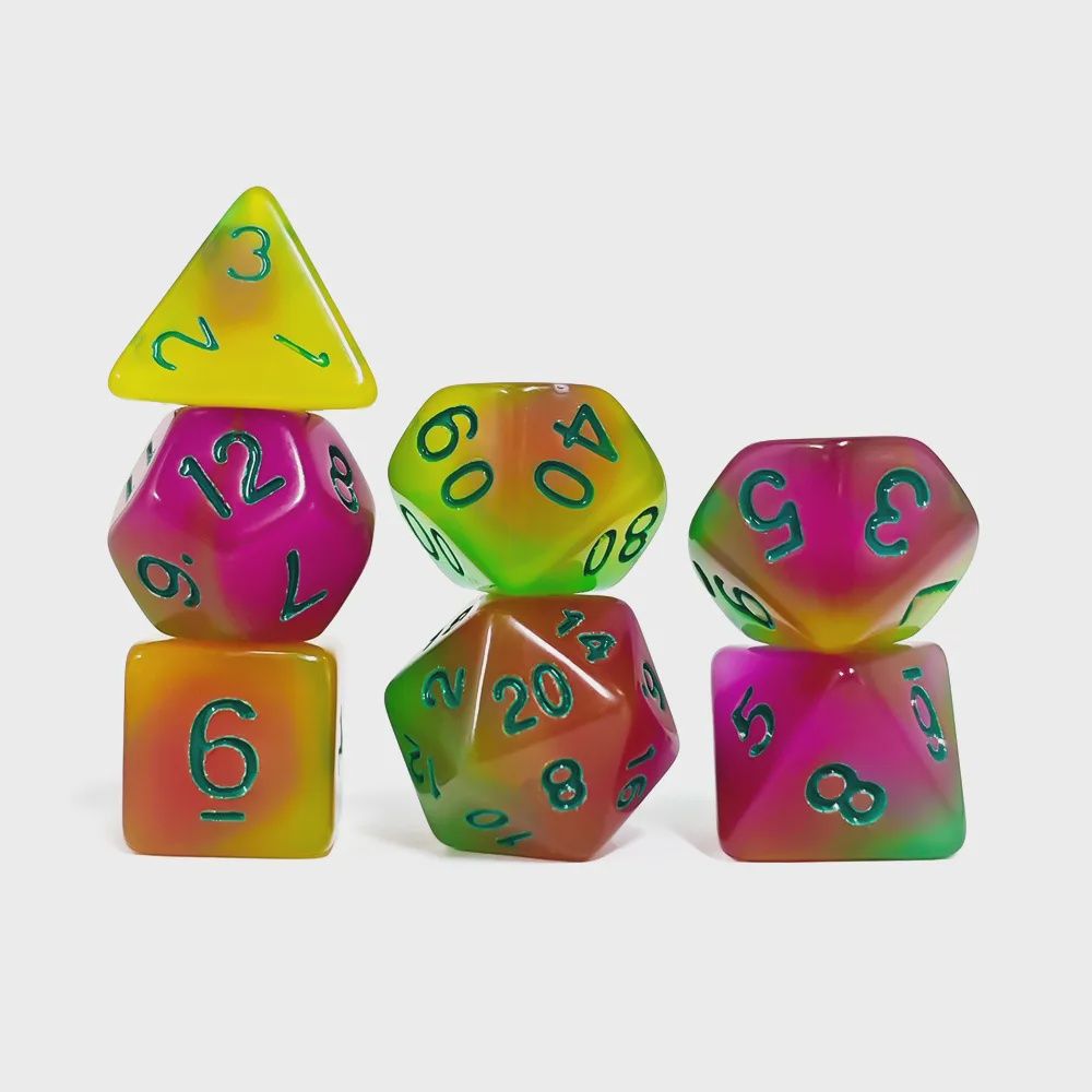 7-Piece Luminescent Polyhedral Dice Set: Arcane Rave