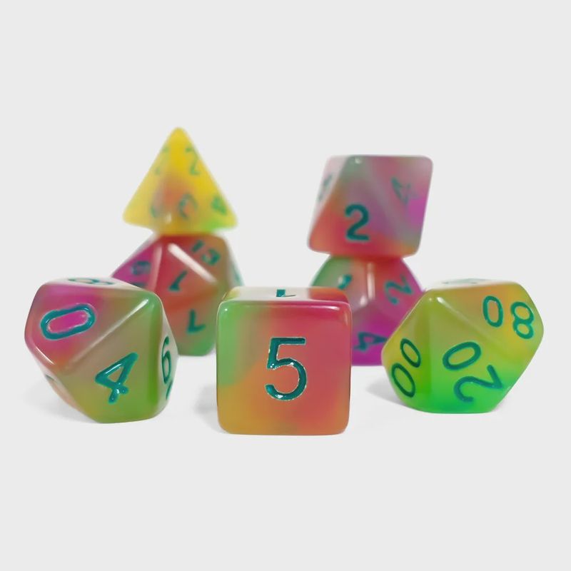 7-Piece Luminescent Polyhedral Dice Set: Arcane Rave