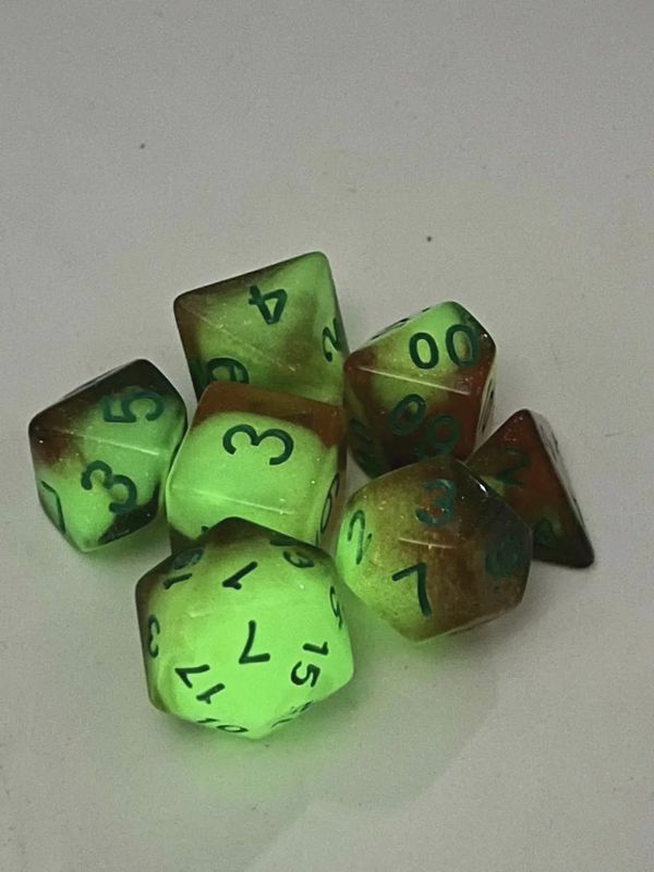 7-Piece Luminescent Polyhedral Dice Set: Phoenix Nebula