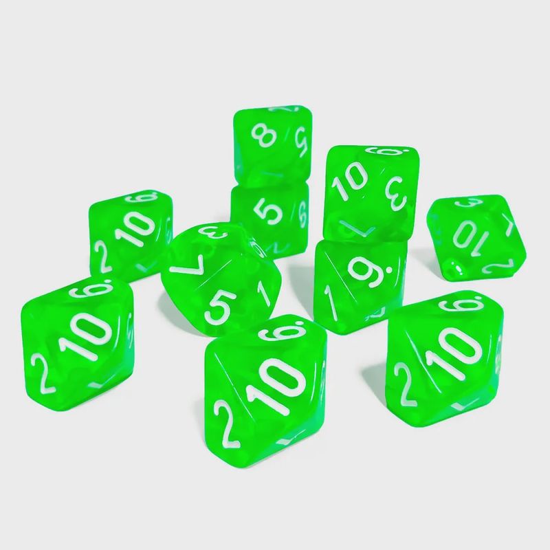 10-Piece 10-Sided Dice Set (d10 - Numbered 1 to 10): Gamma Ray