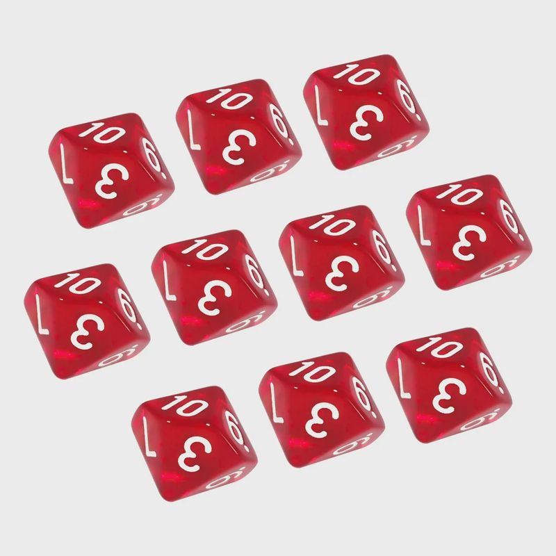 10-Piece 10-Sided Dice Set (d10 - Numbered 1 to 10): Danger Zone