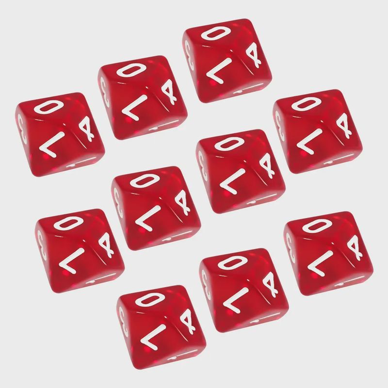 10-Piece 10-Sided Dice Set (d10): Code Red