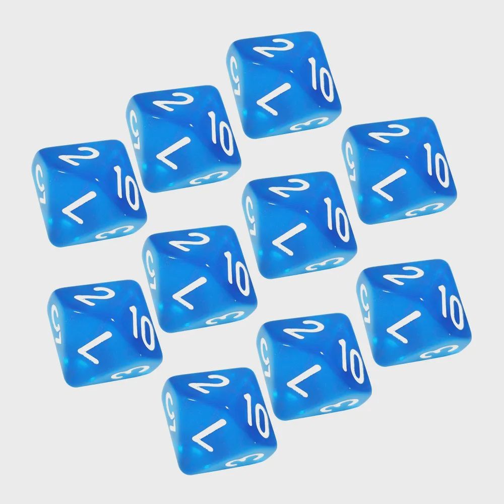 10-Piece 10-Sided Dice Set (d10 - Numbered 1 to 10): Azure Protocol