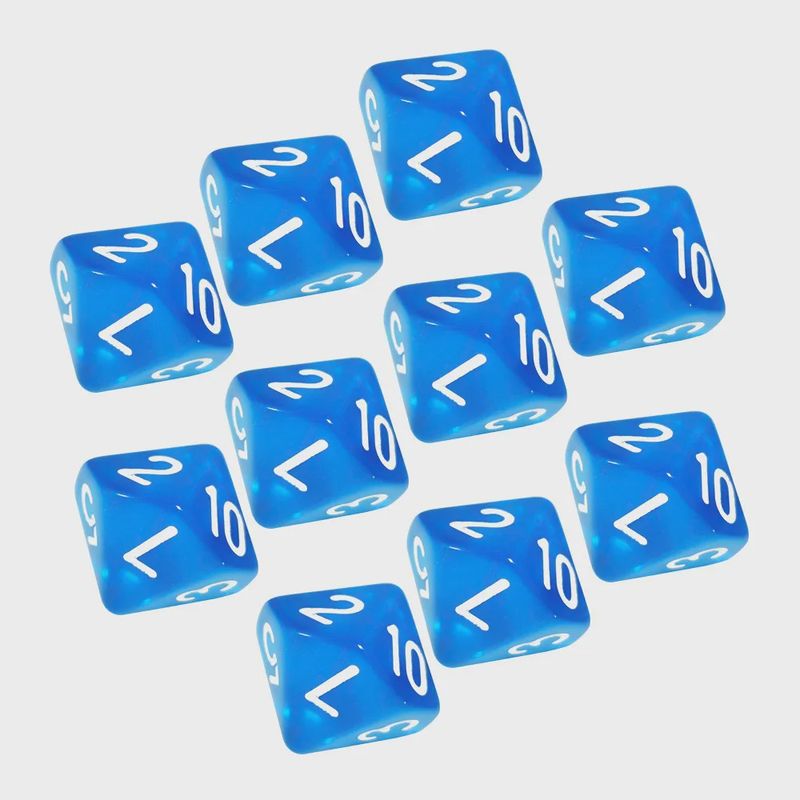 10-Piece 10-Sided Dice Set (d10 - Numbered 1 to 10): Azure Protocol