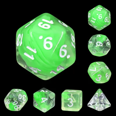 Ensemble de 7 dés polyédriques : Fluide Toxique