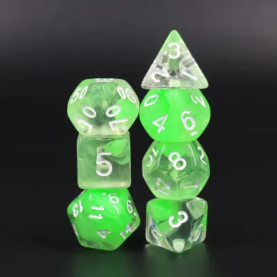 Ensemble de 7 dés polyédriques : Fluide Toxique