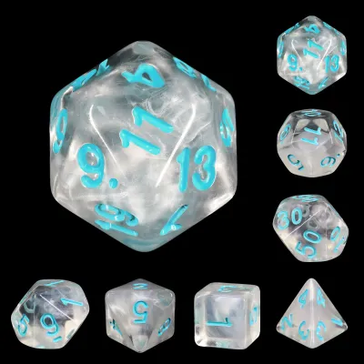 Ensemble de 7 dés polyédriques : Brume de Glace