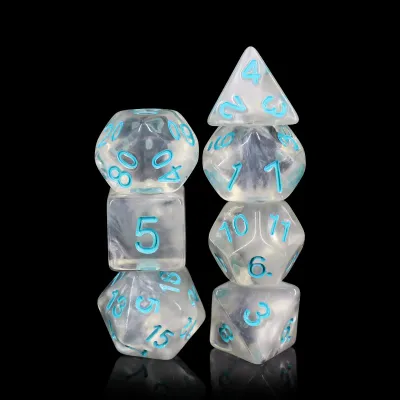 Ensemble de 7 dés polyédriques : Brume de Glace