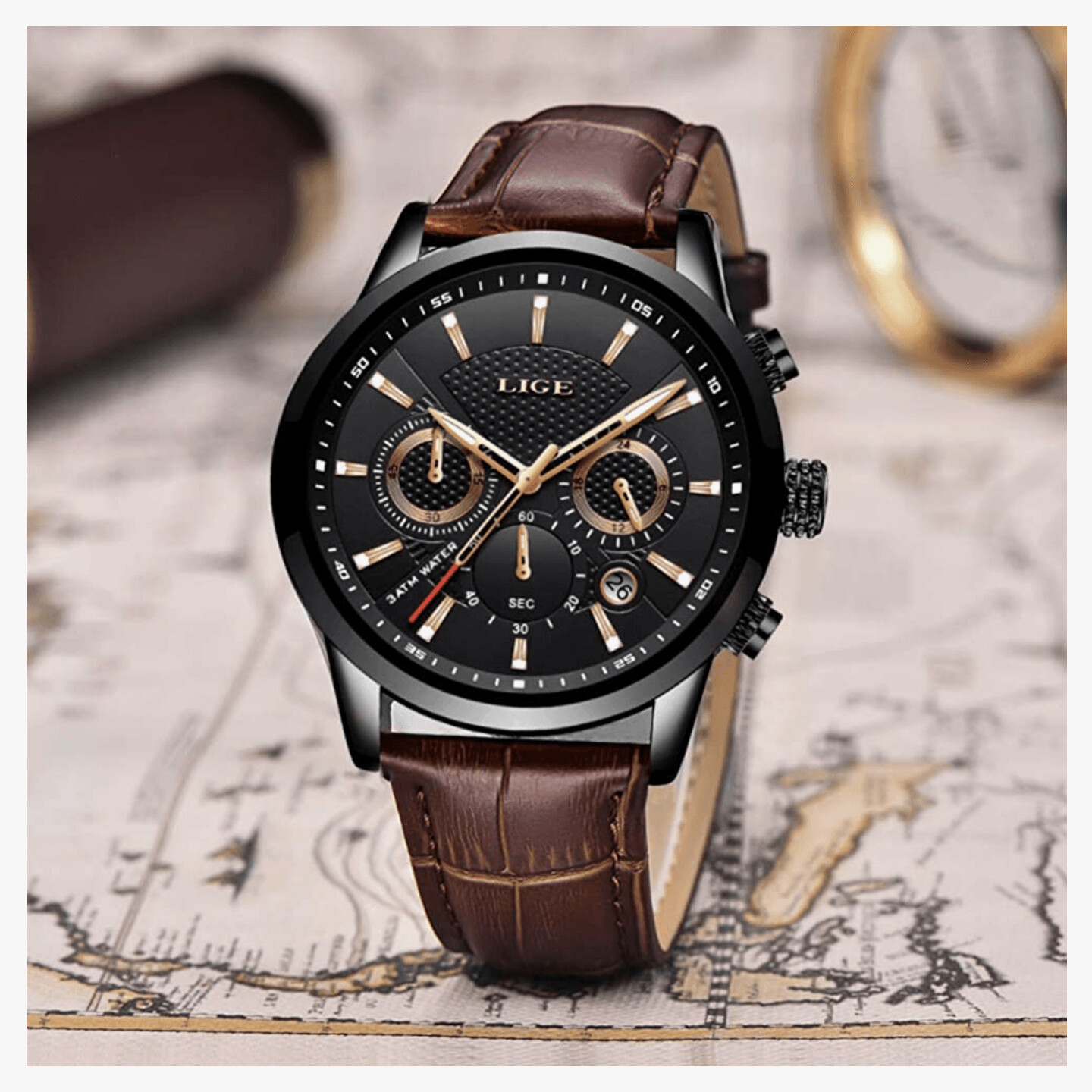 Men's Luxury Watches, Colors: BROWN BLACK